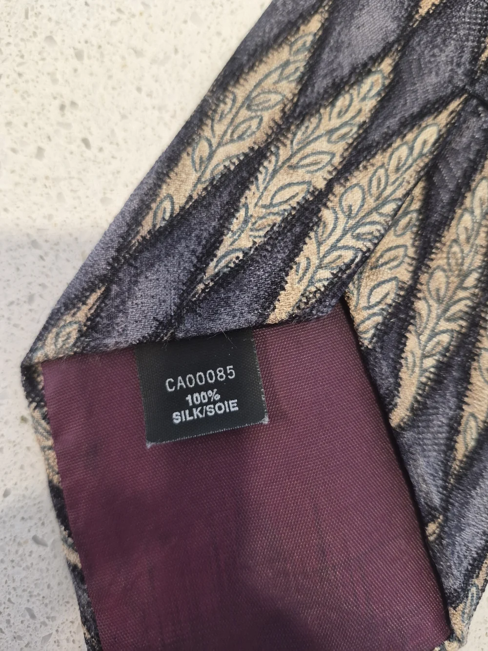 Vintage Brown and Black Paisley-Stripe Tie - Picture 7 of 8
